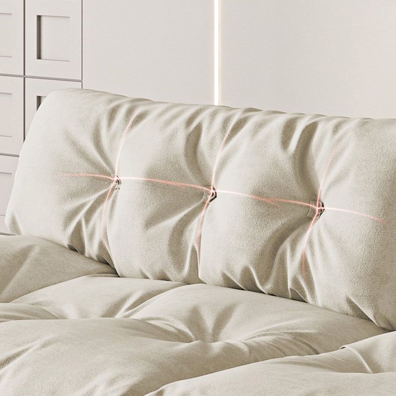 Modern Sewn Pillow Back Settee in Beige/Orange Stain Resistant Sofa