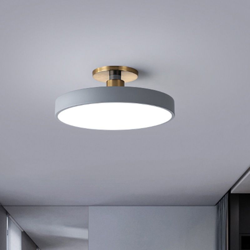 Metal 1-Light Semi Flush Mount Light Fixture Modern Style Cylinder Semi Flush Ceiling Lights