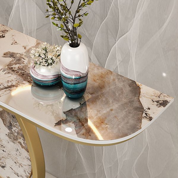 Stone Top Accent Console Table Antique Gold Console Table with Metal Leg