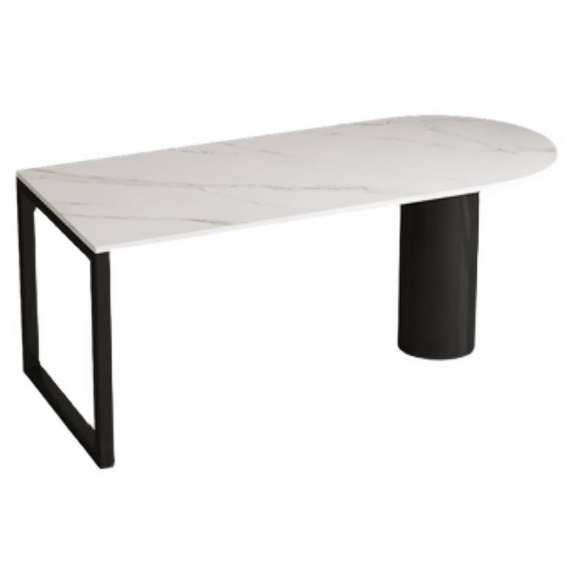 Free Form Sintered Stone Dining Table Modern Dining Table with Double Pedestal for Home