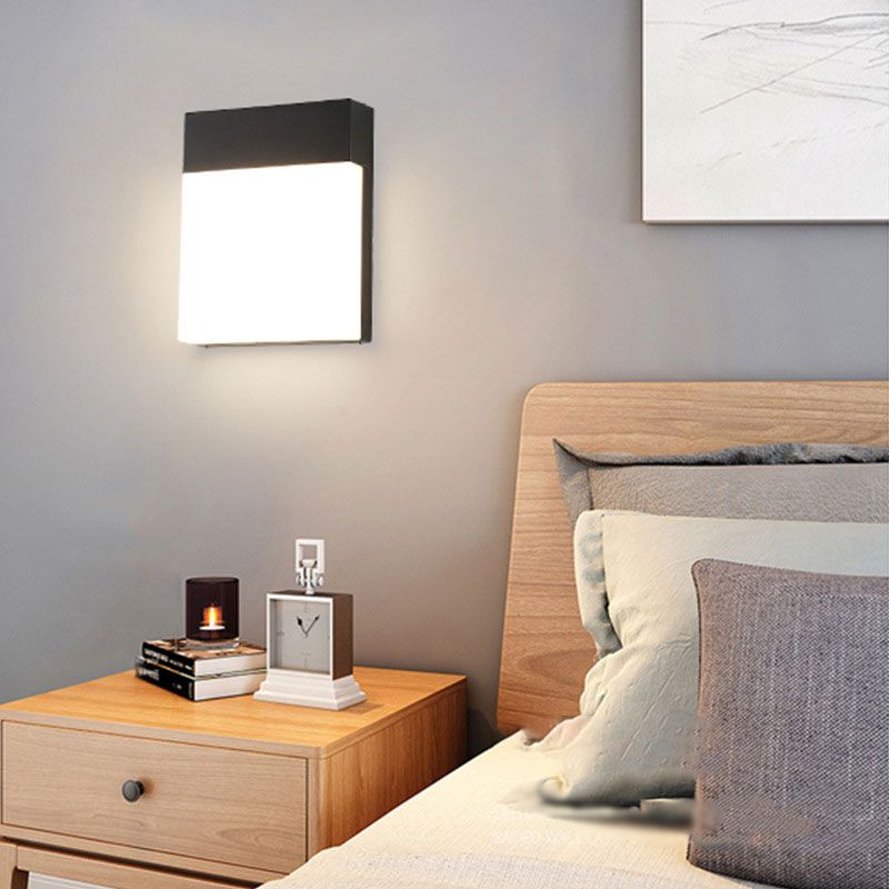 Illuminazione con applique rettangolare nero moderno lampada a parete a LED metallico per esterno