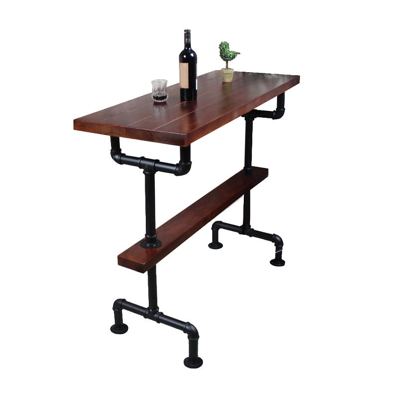 Industrial Metal and Wood Pub Table in Brown with Plastic Stools Set