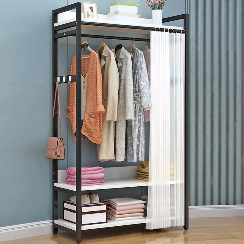 Modern Style Coat Rack Metal Frame Multi-layer Shelve Design Free Standing Coat Rack