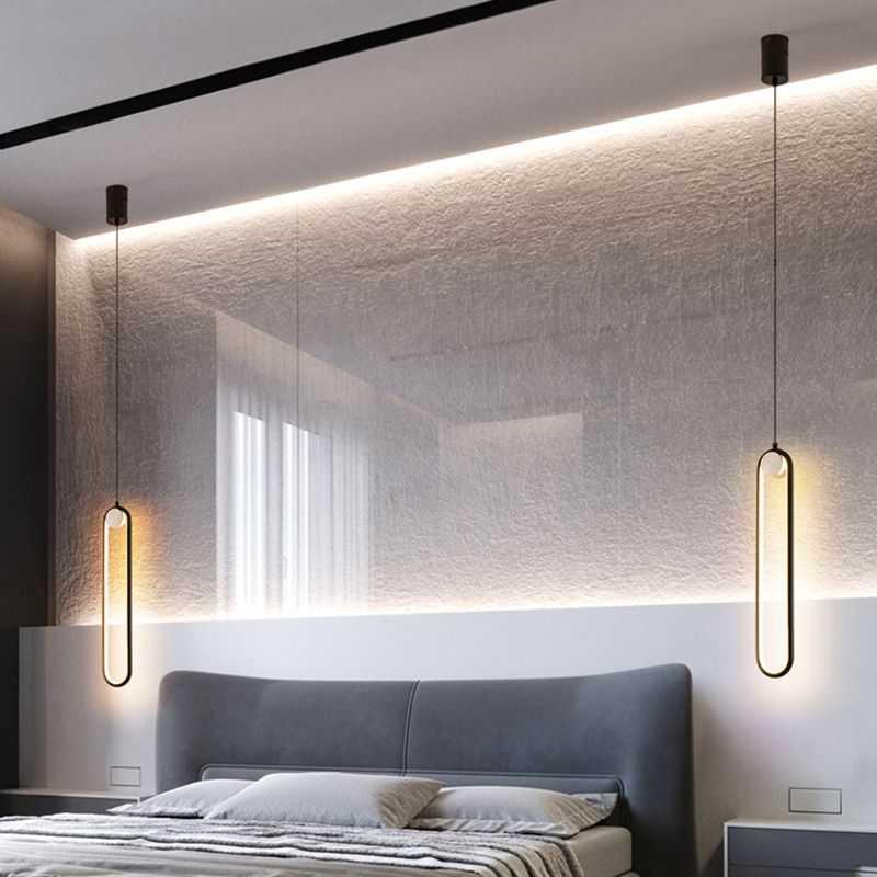 Acrylic Oblong LED Pendant Light in Modern Simplicity Aluminium Hanging Light for Interior Spaces