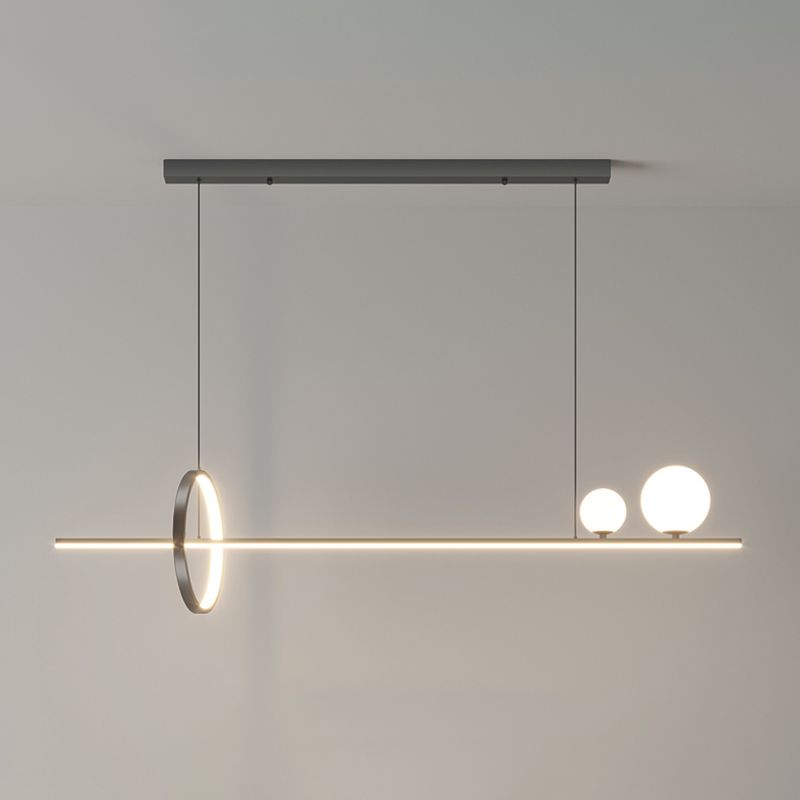 LED Island Lamp Strip Shape Island Hanging Lamp with Silica Gel Shade for Dining Room