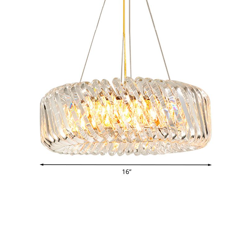Luz de lámpara de araña redonda de cristal transparente de 4/9 luces hacia abajo para sala de estar