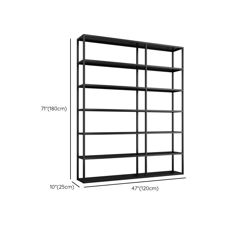 Contemporary Metal Bookcase Open Back Black Etagere Bookshelf