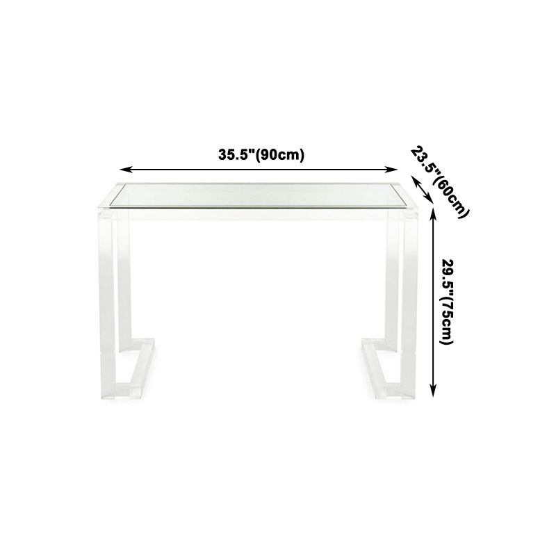 Acryl eigentijdse rechthoekige eettafel heldere glazen tafel voor eetkamer