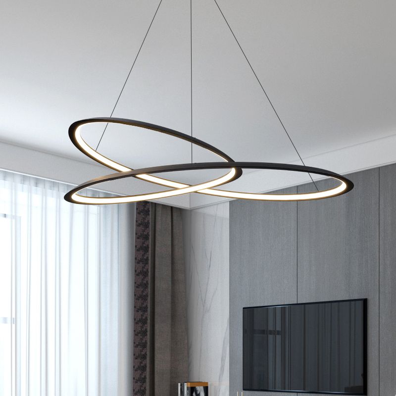 Twisting Shape Metal Chandelier Light Modern 1- Light Chandelier Lighting Fixture in Black