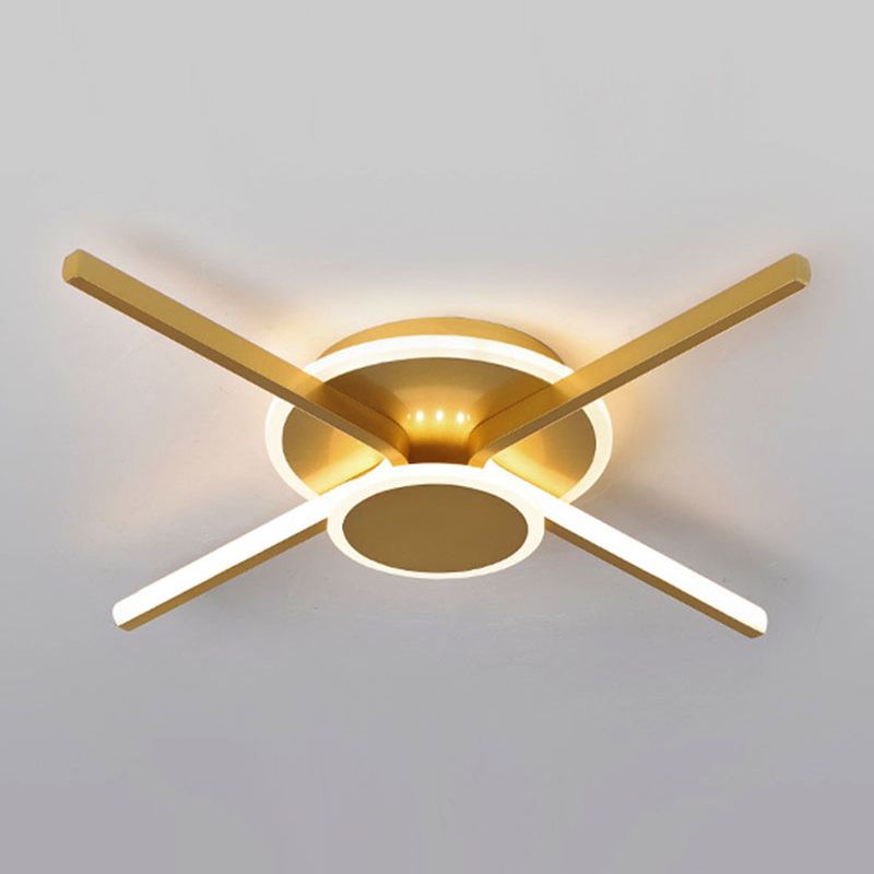 Minimalist Ray Shaped Flushmount Lighting Metallic Hotel LED Ceiling Mounted Lamp in Warm/White Light, 19.5"/24.5" Wide