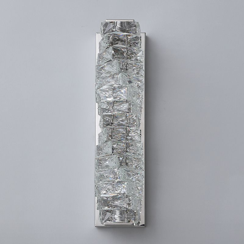 Chrome/Golden 2-Light Contemporary Wall Mounted Sconce Shaded Crystal Shaded Wall Light