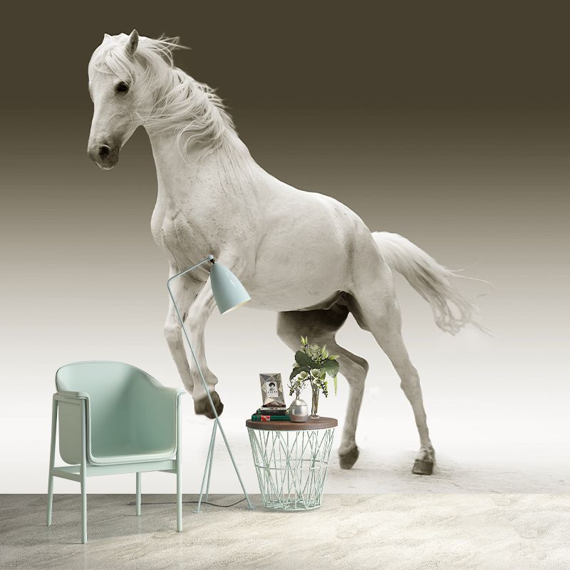 Galloping Horse Animal Mural Wallpaper for Sitting Room, Water Resistant