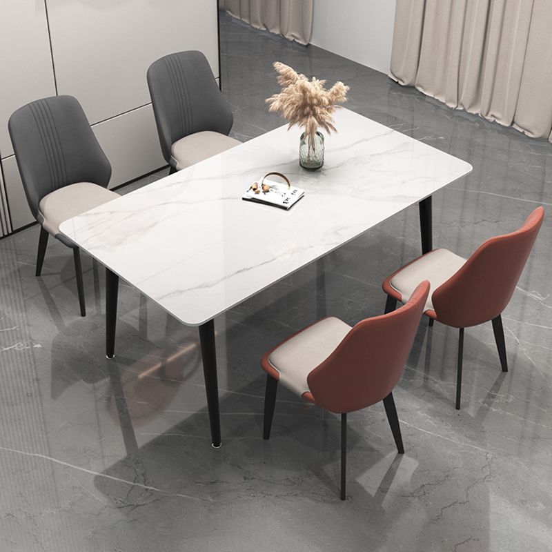 Chaises de salle à manger en cuir de style moderne, chaises latérales de salle à manger sans bras à dos solide