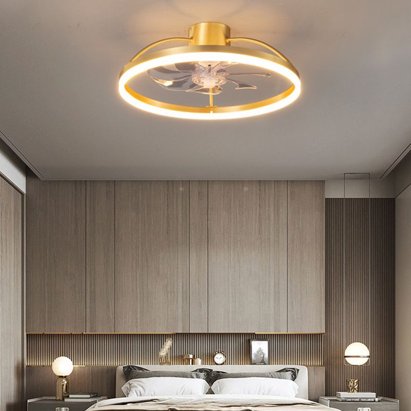 LED Deckenventilator mit Beleuchtung Rund Gold Modern Metall 7-Flügel