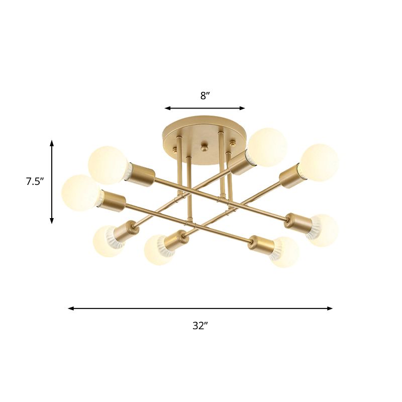 Bookstore Living Room Stacked Ceiling Light Metal Contemporary Semi Ceiling Mount Light