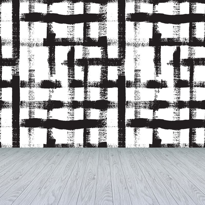 Modern Geometric Wall Mural Non-Woven Stain Resistant Black and White Wall Art for Home