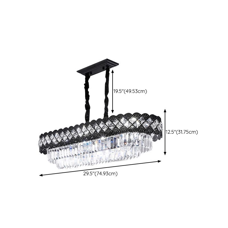 Light Luxury Crystal Hanging Lamp Ellipse Shape Island Light Fixture for Dining Table