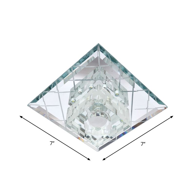 Lampada da incasso cubica Modernista in cristallo trasparente LED Corridoio vicino alla plafoniera in cromo