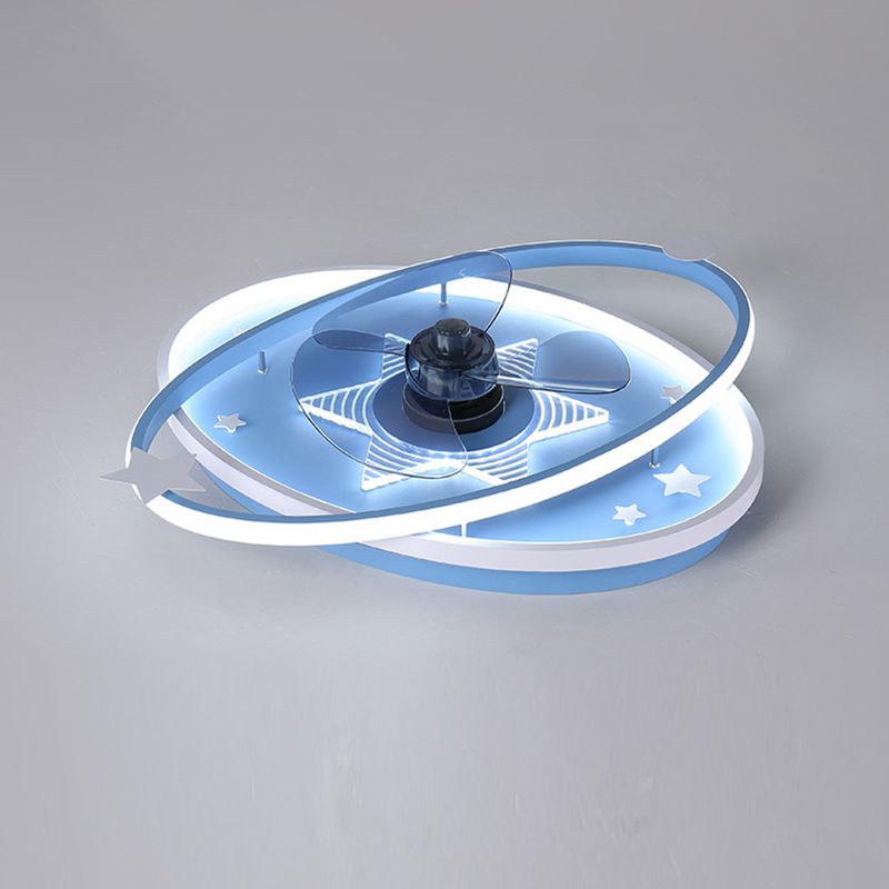 3-Blade Children LED Ceiling Fan Blue/pink Fan with Light for Foyer