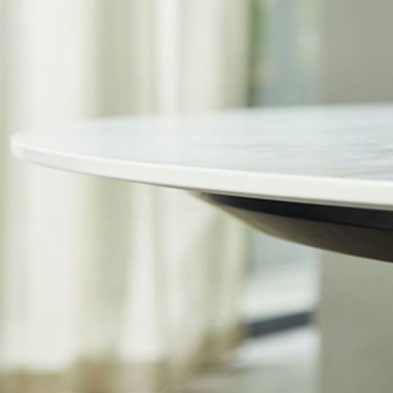 Glam Dining Round Table Sintered Stone Table with Metal Legs for Home