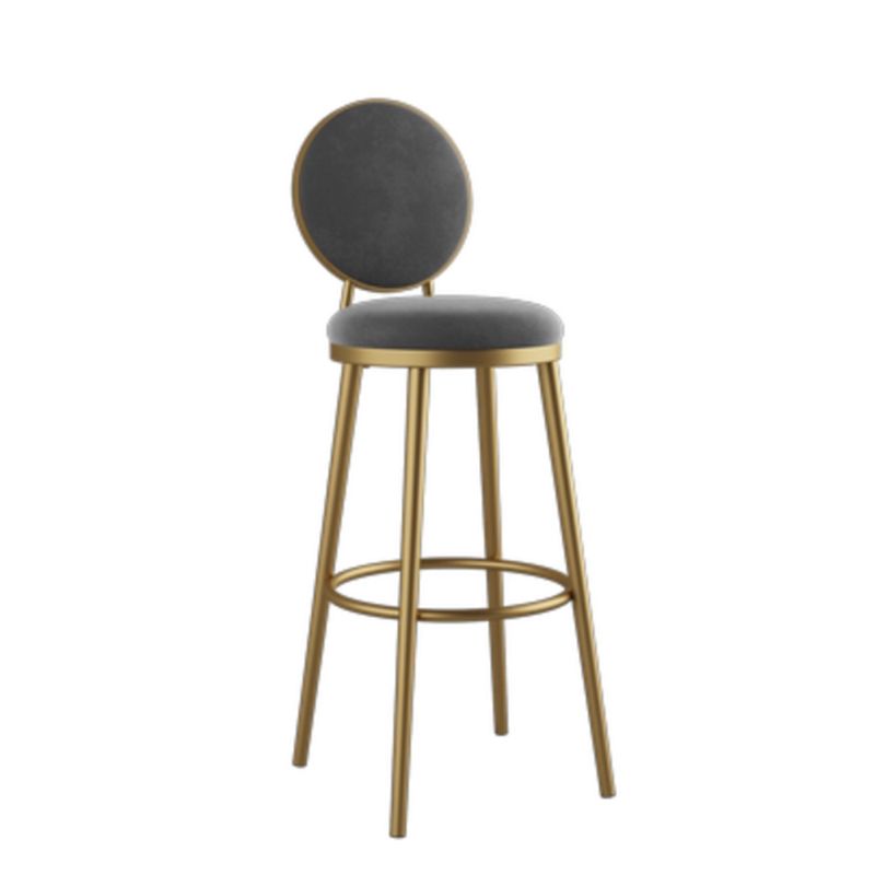 Round Upholstered Counter Height Stool Scandinavian Footrest Bar-stool with Gold Base
