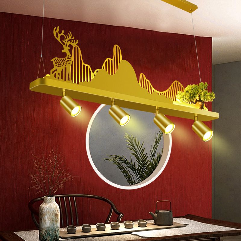 Geometry Shape Island Lights Modern Style Metal Island Lighting in Gold