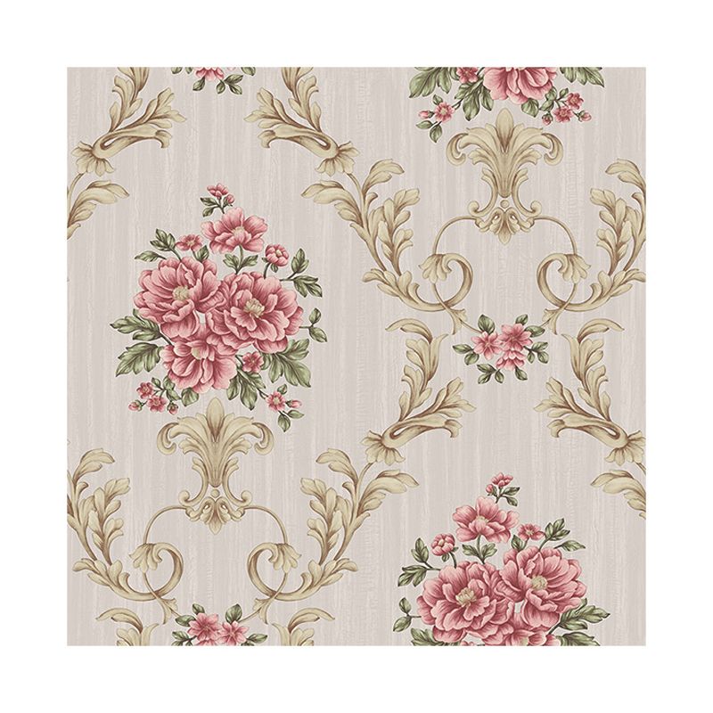 Flower Peonies Wallpaper Roll Countryside Vinyl Wall Art in Soft Color for Bedroom