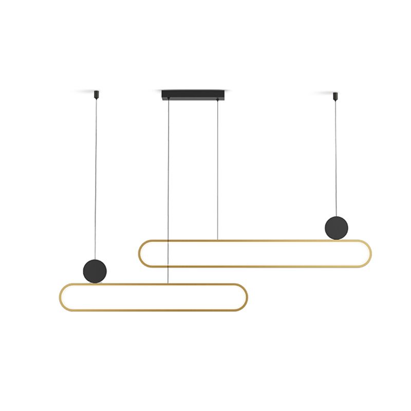 Luces de isla ovalada Modernismo Luz de la isla metal en oro para el comedor