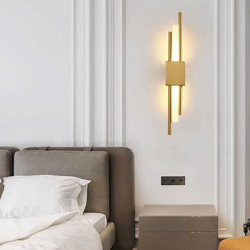 19.5" H Post-modern Style Wall Mount Lamp Minimalism Metal Lines Design Sconce Lights for Hallway Aisle