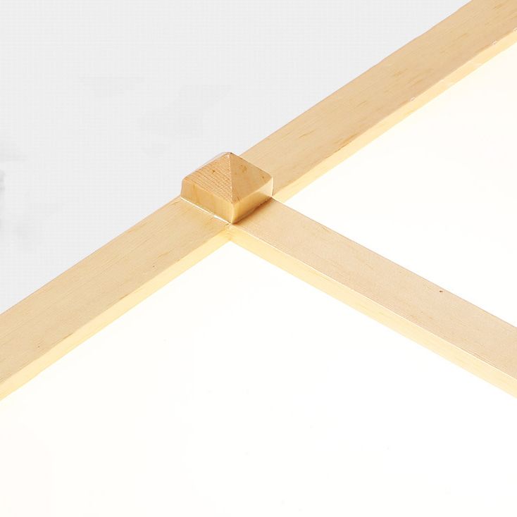 Square Flush Mount Minimalism Wood Flush Mount Light for Dining Room
