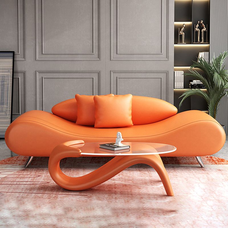 23.62 Inch Tall Curved Armless Sofa Contemporary Sofa for Living Room