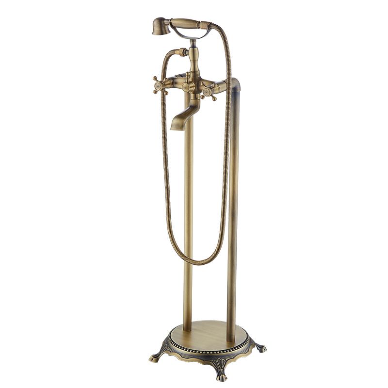 Traditional Floor Mounted Copper Freestanding Tub Filler Spray Gun Tub Filler Trim
