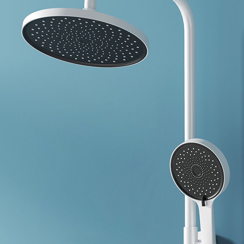 White Round Metal Shower Faucet Valve Included Shower Head Shower on Wall