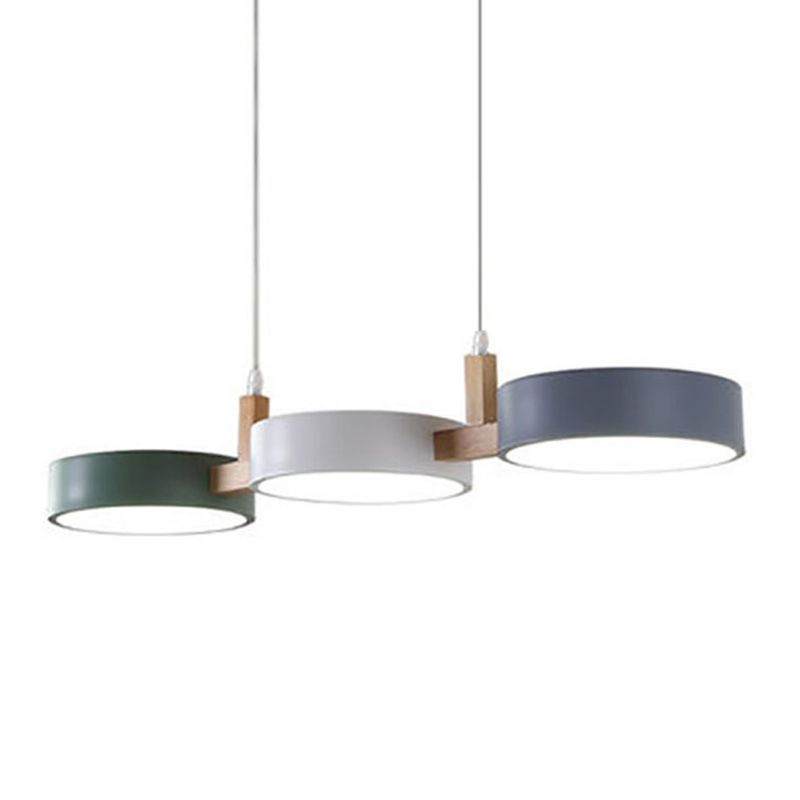 Macaron Style Island Light Round Shape 3-Light Hanging Pendant Light for Dining Room