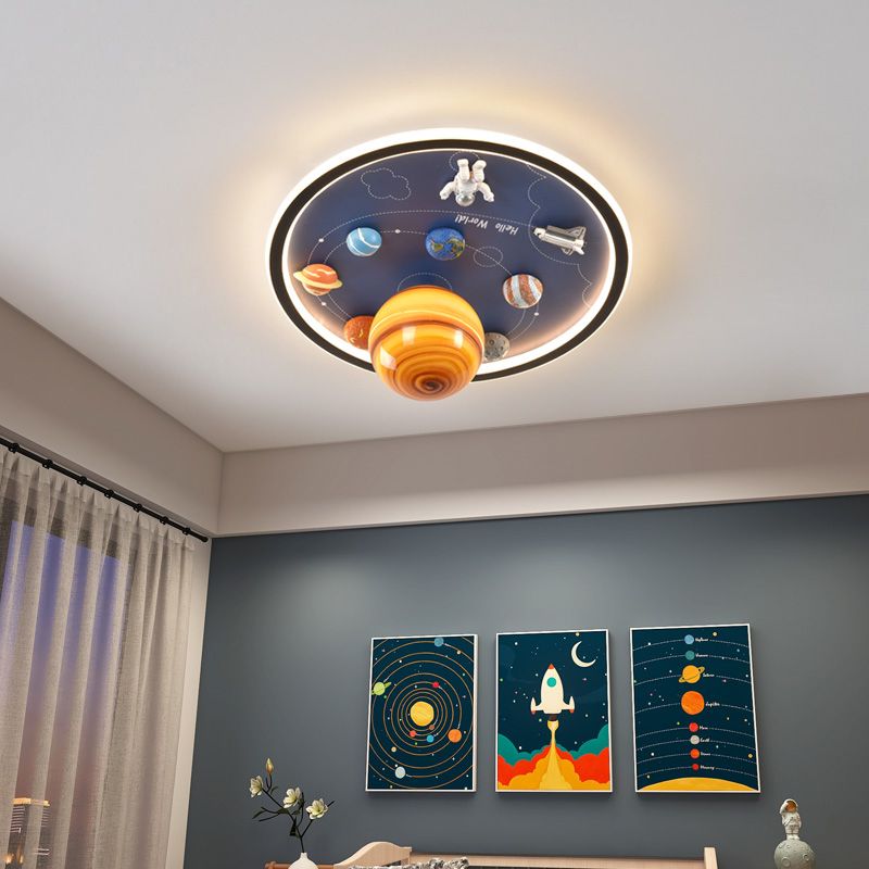 Blue Kids Flush Mount Light Resin LED Ceiling Mount Light Fixture for Children's Room