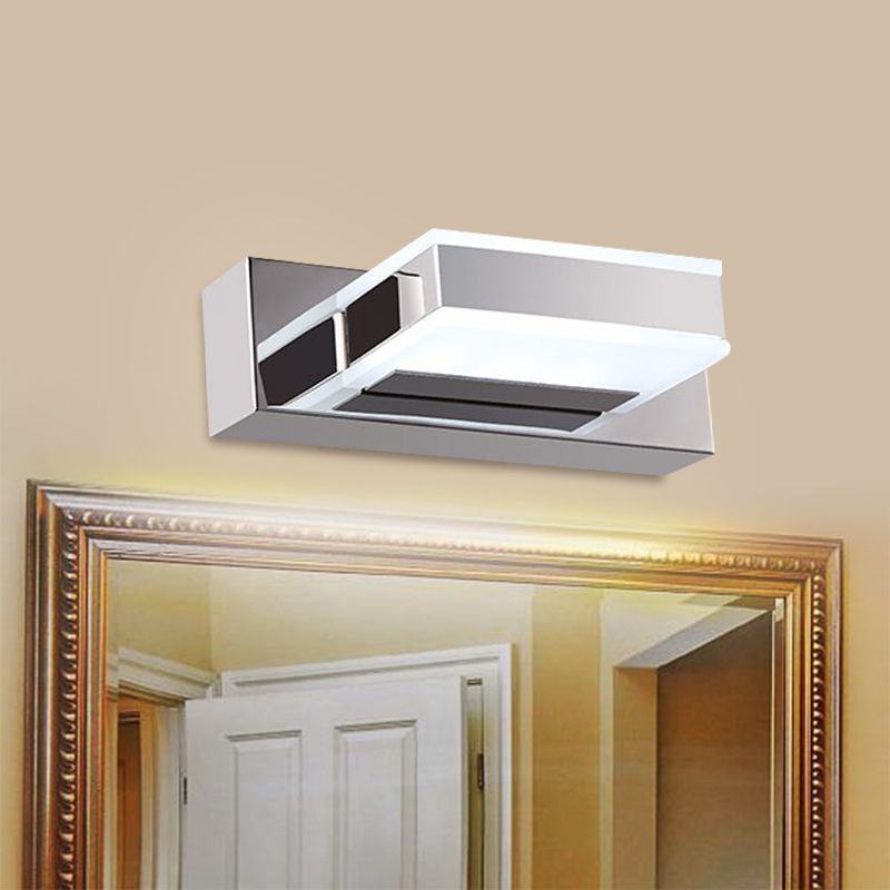 Square Block Acrylic Shade Vanity Lighting Modern Simple 1/2/3/4 Lights Wall Lamp in Chrome