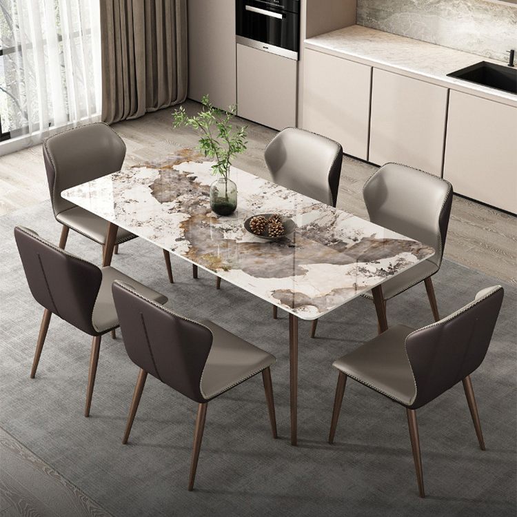 Eettafel van gesinterd steenblad voor restaurant Industriële keukentafel met 4 poten