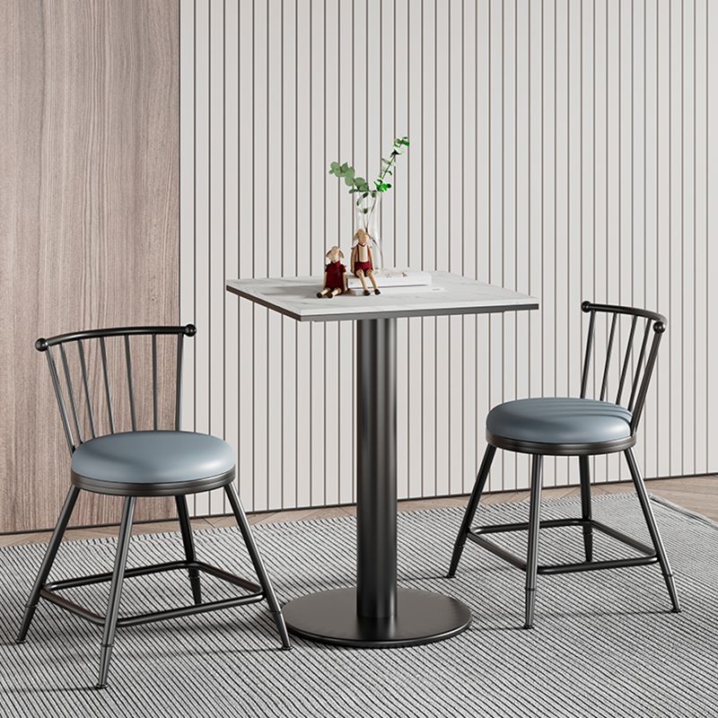 Modern 1/2/3/5 Pcs Bar Set with Square Pub Table and Metal Stools for Home