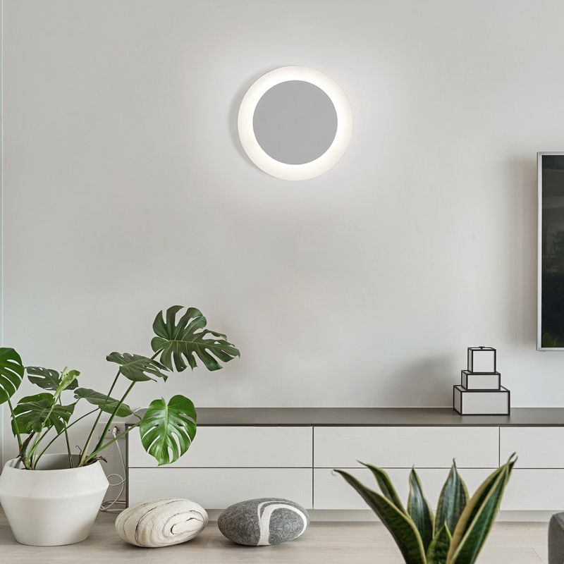 Modern Style Circle Shape Wall Sconce Metal 1 Light Wall Lighting for Bedroom
