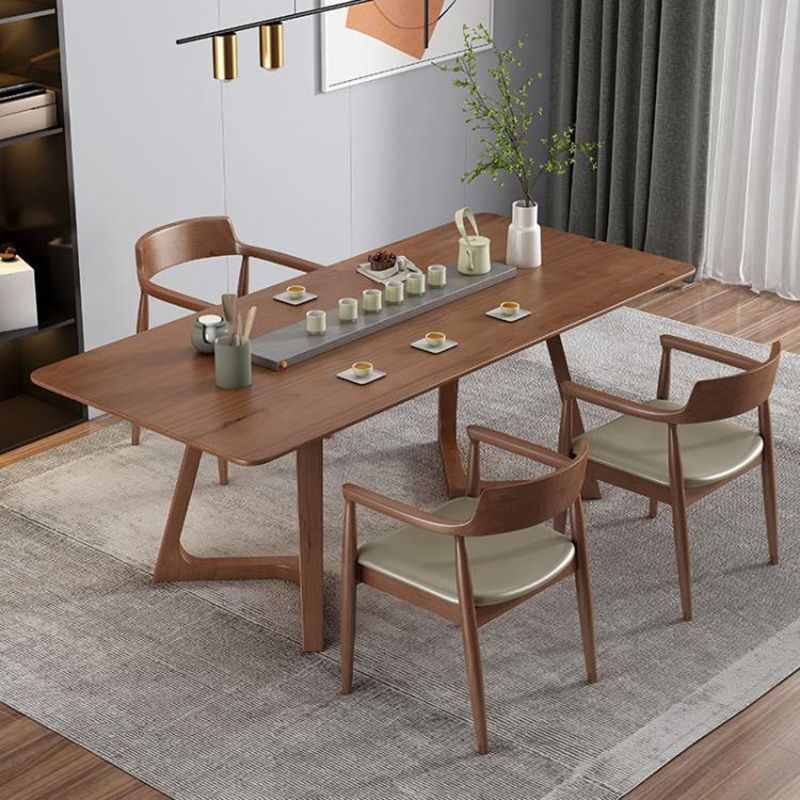 Brown Rubberwood Dining Set 1/4/5/6 Pieces Modern Dinette Set for Home