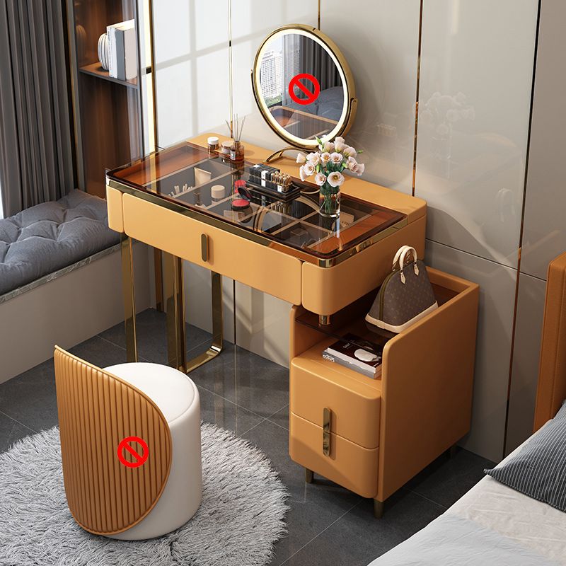 Glam 23.6" H Make-up Vanity Bedroom Glass Vanity Dressing Table