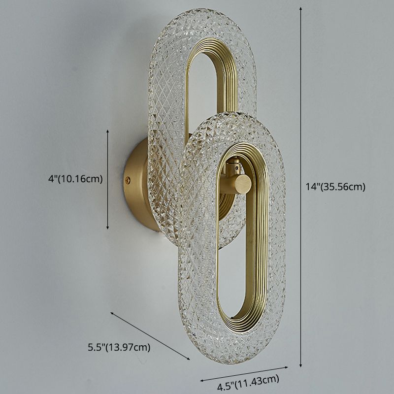 Contemporary Acrylic Wall Mount Lamp Bronze Oval Wall Sconce for Bedroom