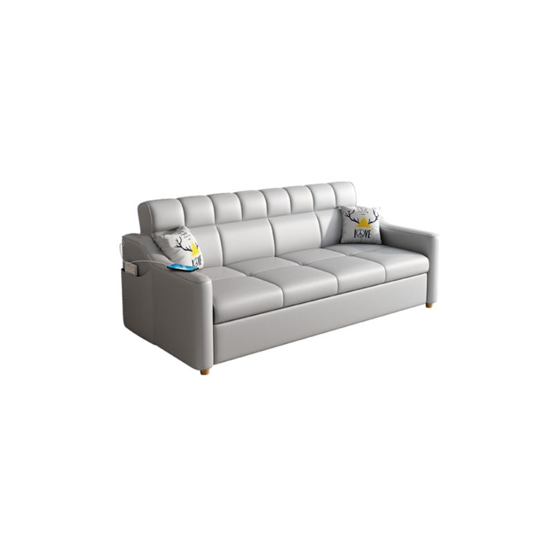 Contemporary Sofa Bed Gray with Storage Cushion Back Upholstered Futon Sleeper Sofa