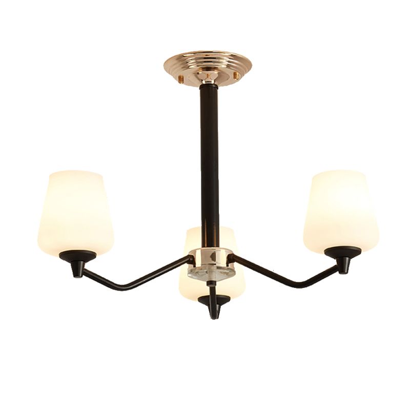 Milky Glass Sputnik Hanging Chandelier Classic 3/6 Lights Living Room Pendant Light with Cup Shade