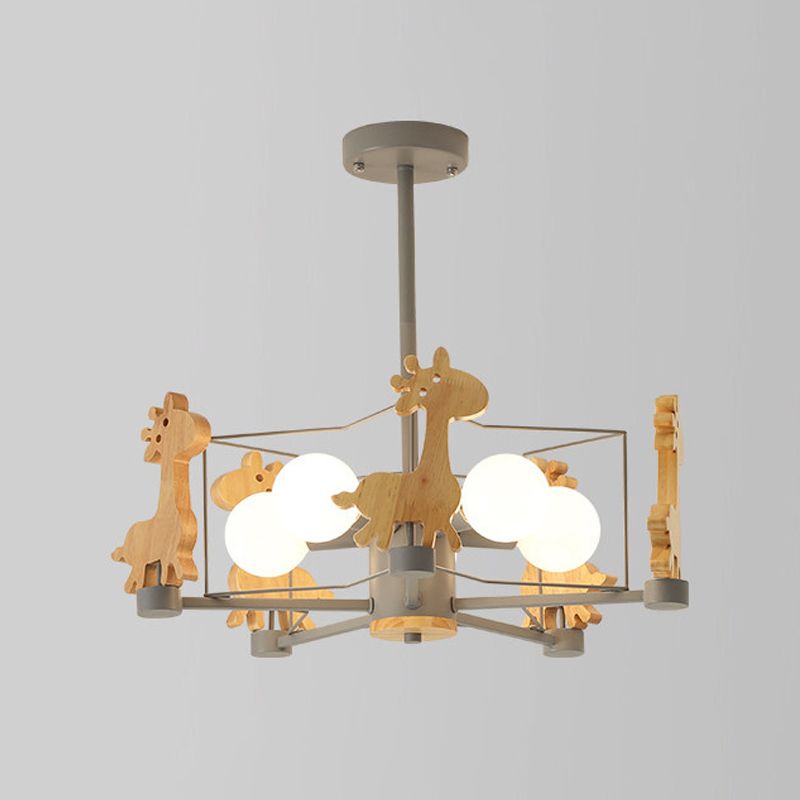 Moderne macaron -stijl tak hangend licht houten multi -kop kroonluchter voor woonkamer