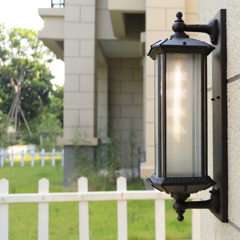 Modern Metal Wall Sconce Rectangle Shape Wall Light with Glass Shade for Living Room