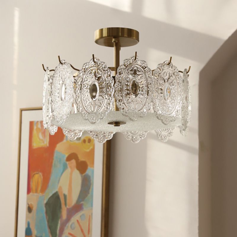 Contemporary Creative Ceiling Lamp Glass Shade Flush Mount Light Fixture