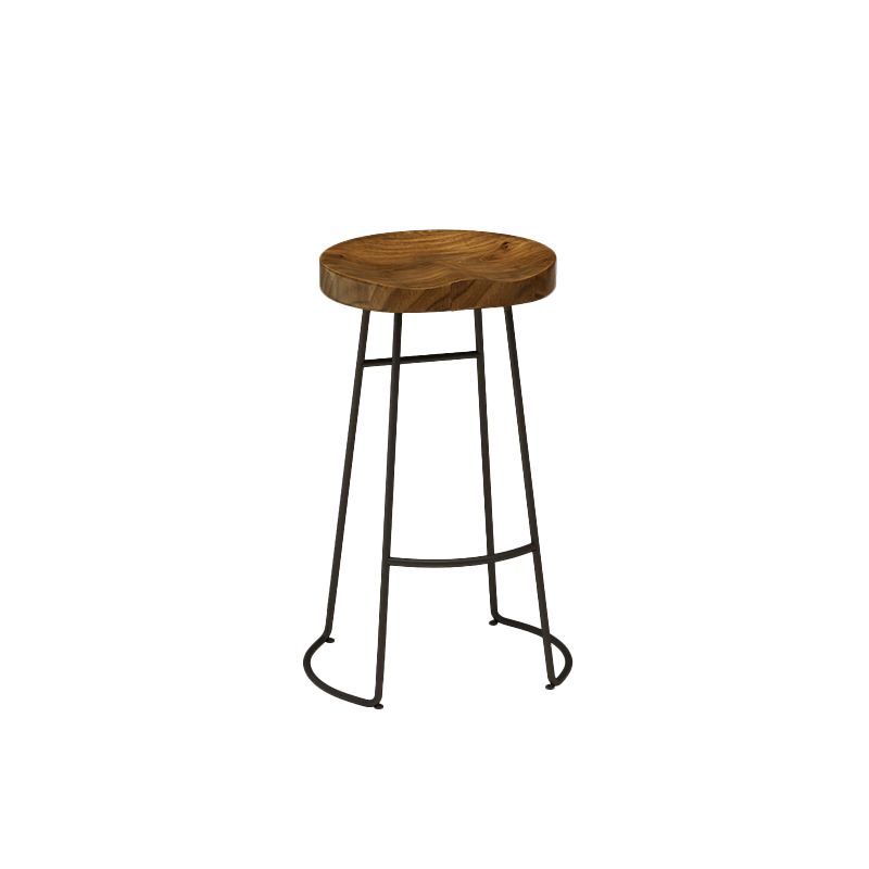Modern Solid Wood Dining Stools Backless Barstools with Footrest