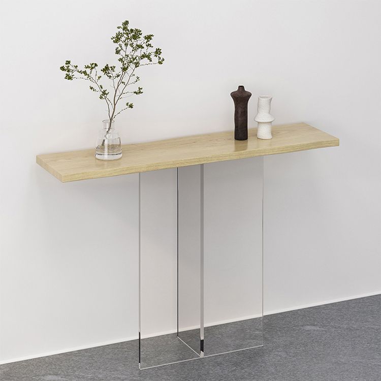 Solid Wood Rectangle Accent Table 31.5-inch Tall End Table with Acrylic Leg
