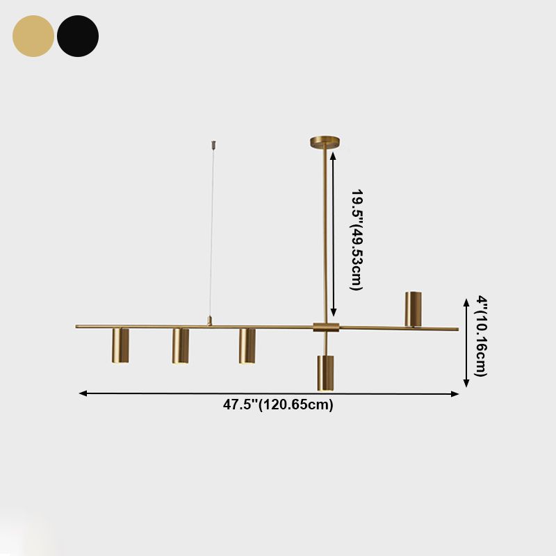 Luces colgantes de la isla de cilindro iluminación de isla de cocina contemporánea con sombra de metal